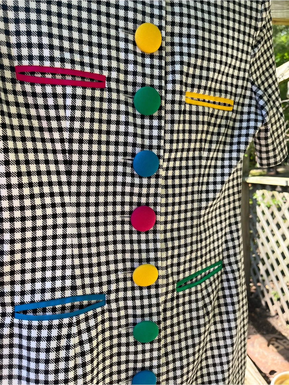 Gingham Shift Dress with Colorful Buttons - Picture 4 of 4